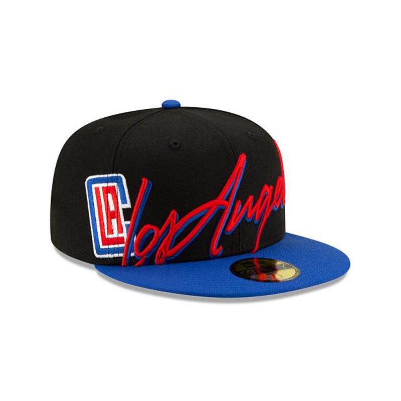 NBA Los Angeles Clippers Cursive 59Fifty Fitted (OAR0883) - Black New Era Caps